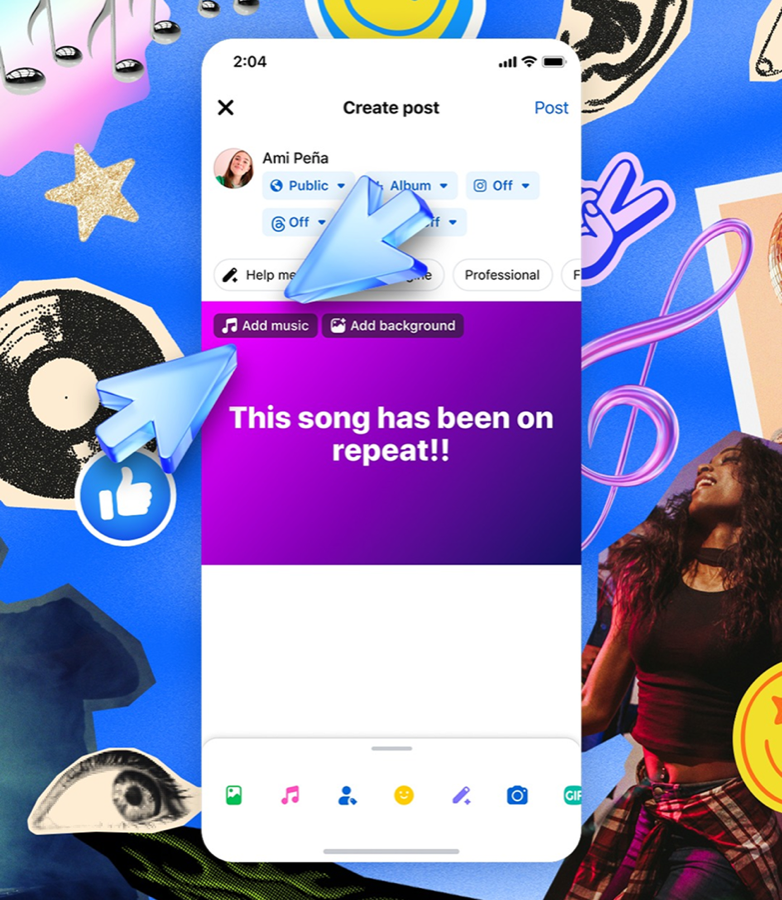 Create post with music mimicry