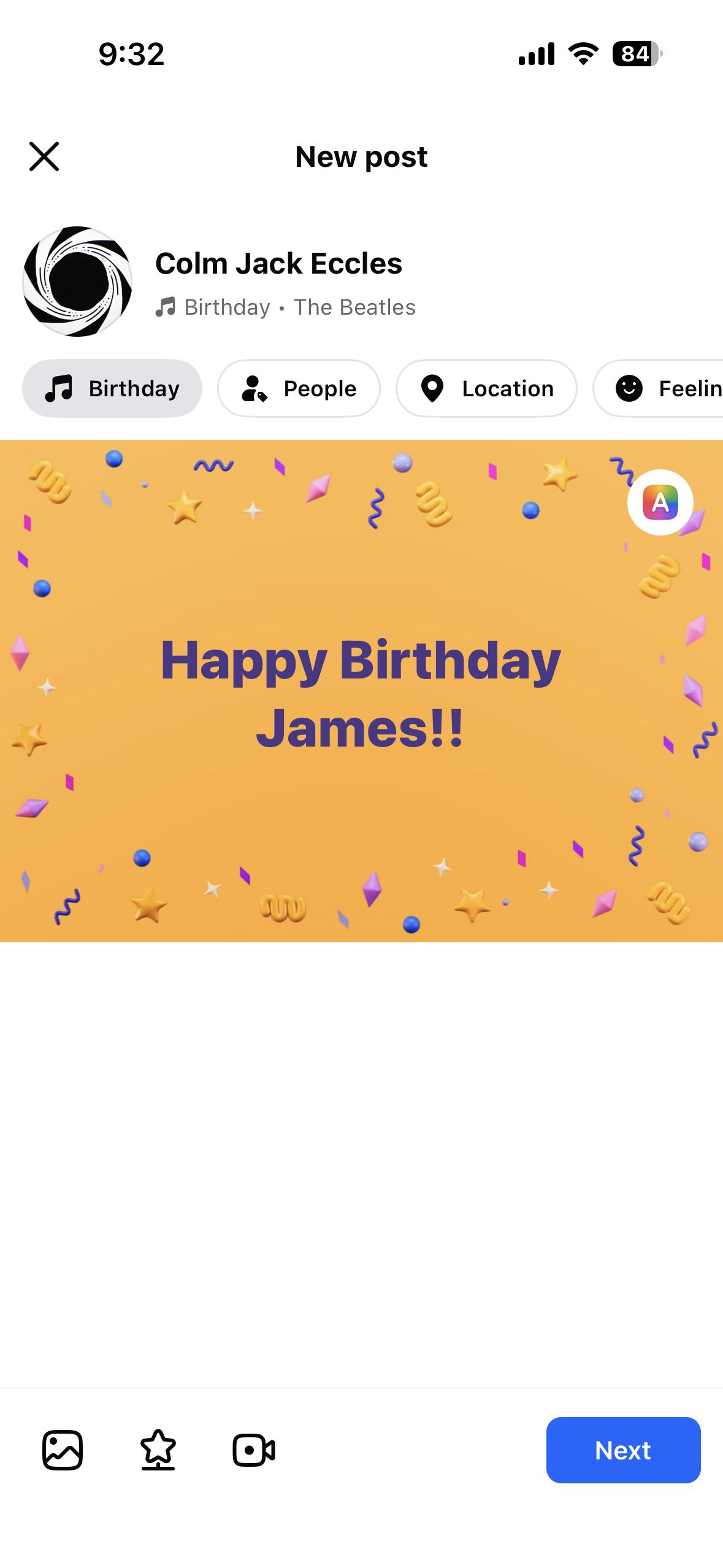 Music added to text post